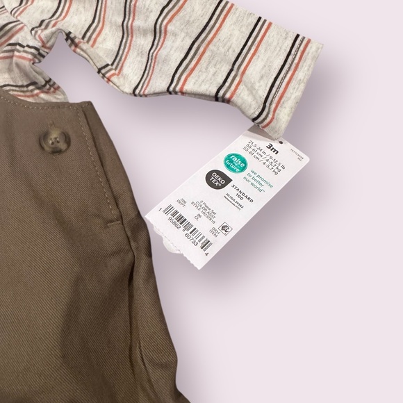 Carter's Baby NWT Overall Outfit Set Stripes Size 3 Mon and 6 Mon - Picture 5 of 10